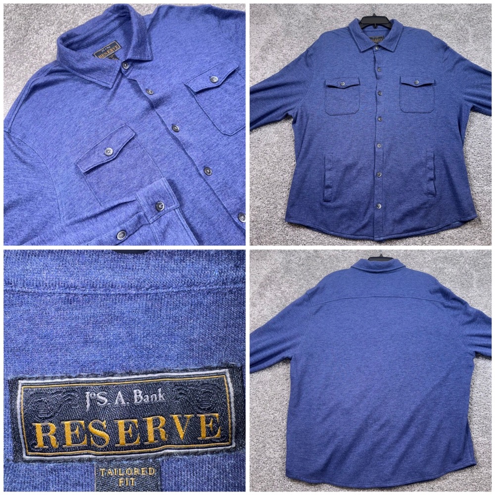 Jos. A. Bank Reserve Shirt Jacket Mens Tailored Fit Blue XL EXCELLENT
